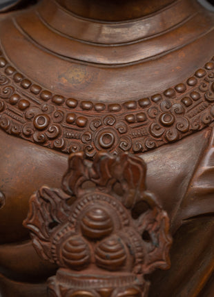 Traditional Himalayan Kshitigarbha Copper Statue | Bodhisattva Of The Womb Artwork