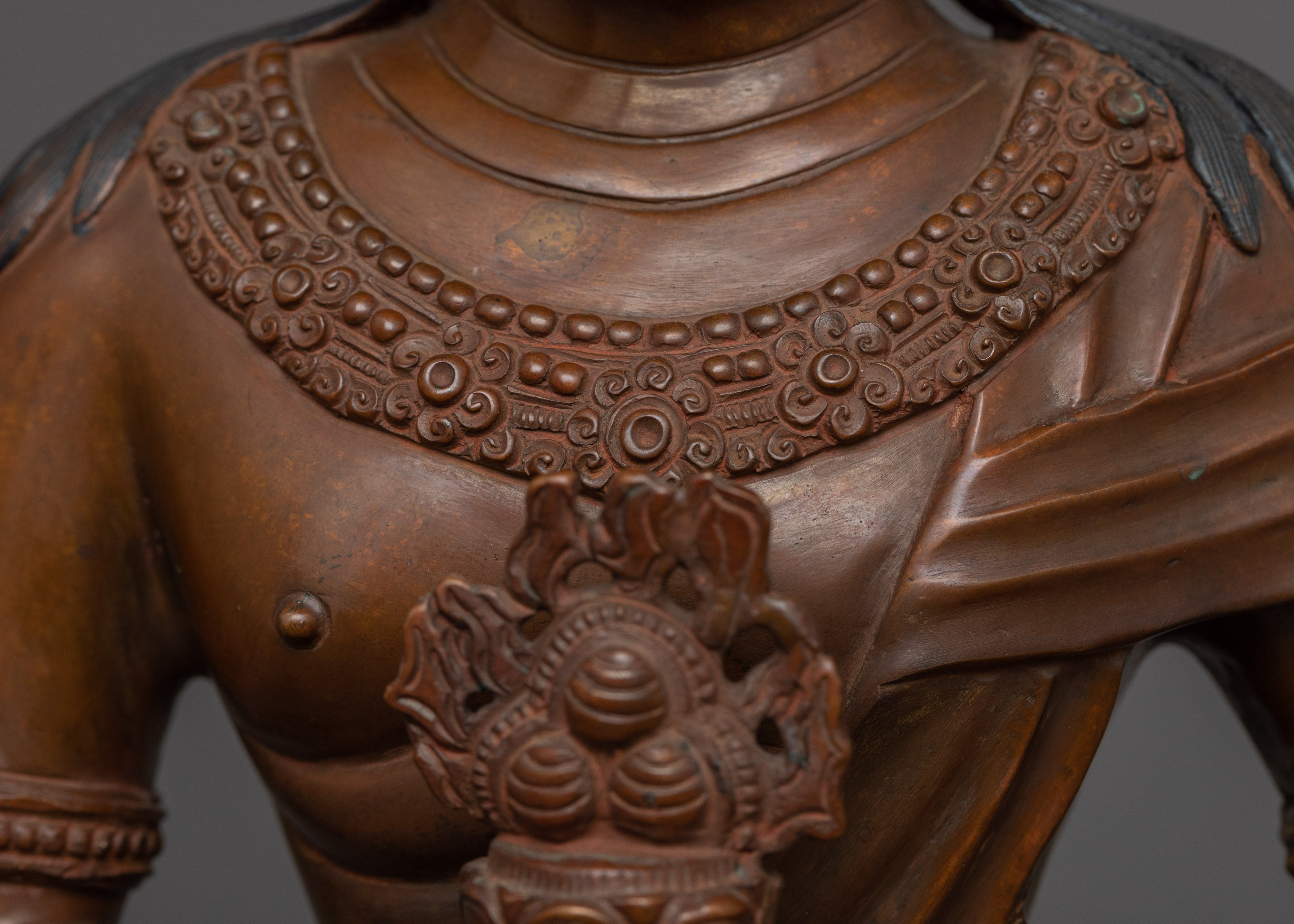 Traditional Himalayan Kshitigarbha Copper Statue | Bodhisattva Of The Womb Artwork