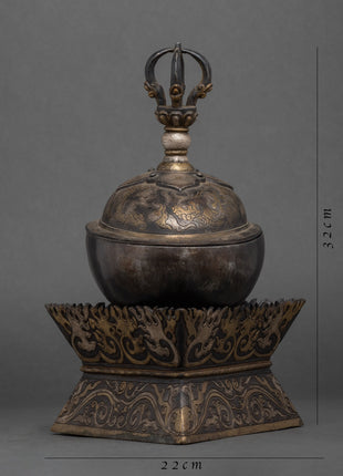 Buddhist Skull Cup | Tibetan Carved Skull | Ritual Artifacts
