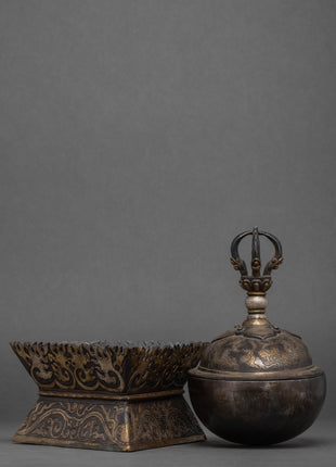 Buddhist Skull Cup | Tibetan Carved Skull | Ritual Artifacts