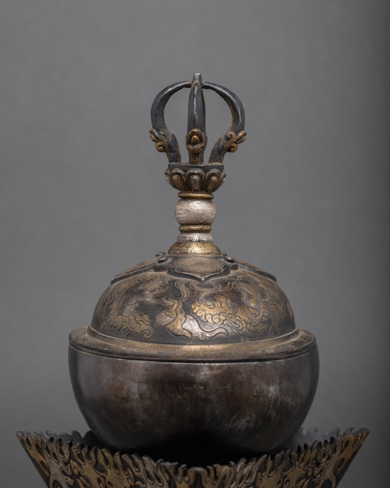 Buddhist Skull Cup | Tibetan Carved Skull | Ritual Artifacts
