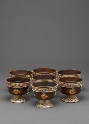 Ornate Carved Bowls for Offering | Set of Seven | Nepal Crafts
