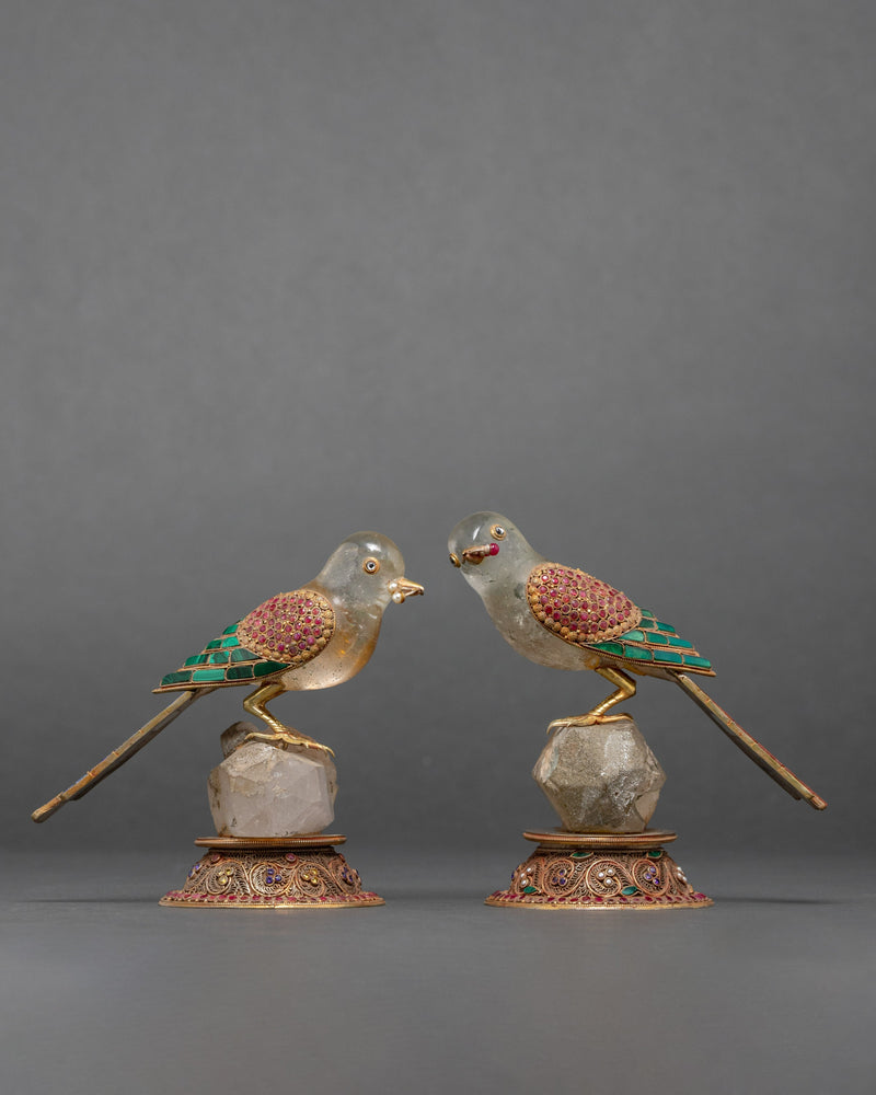 Gemstone Carved Bird for Home Decor | Healing Crystal Birds Set | Bird Collectible Figurine | Raphus Cucullatus | Gift for Her