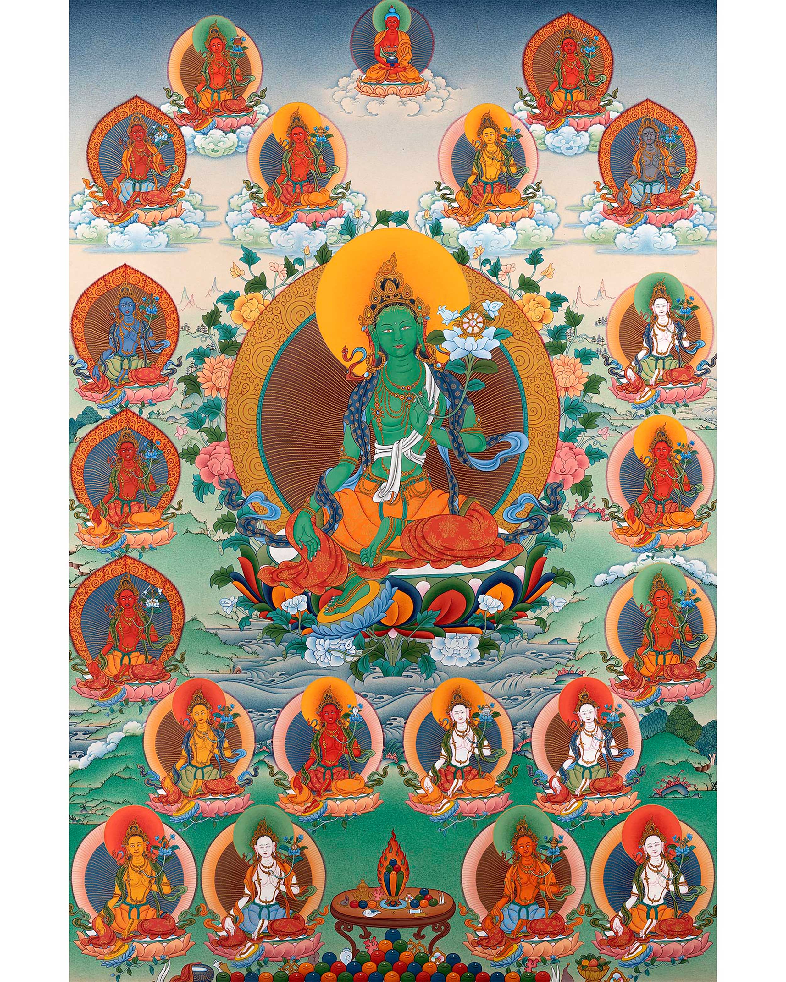 21 Tara Thangka | Twenty-One Tara of the Chandragomin Tradition