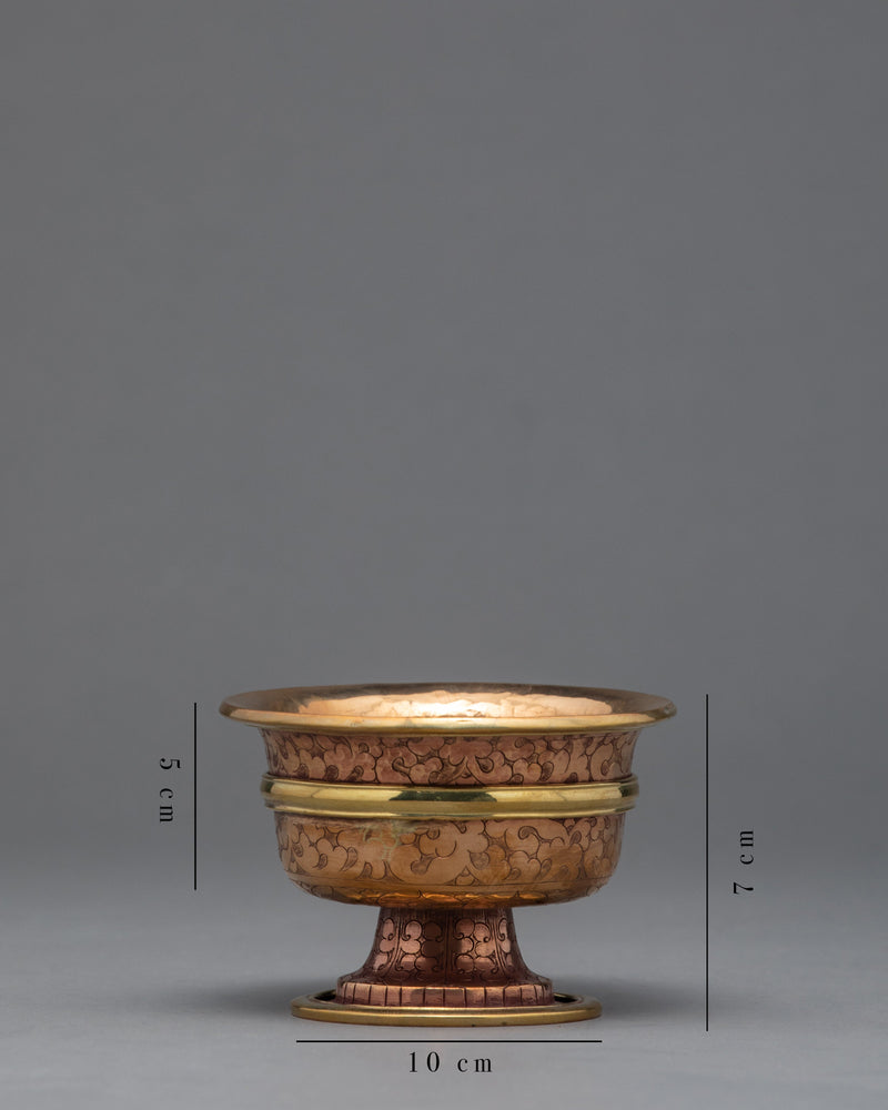 High Quality Brass Water Offering Bowls | Handcarved Tibetan Yonchap