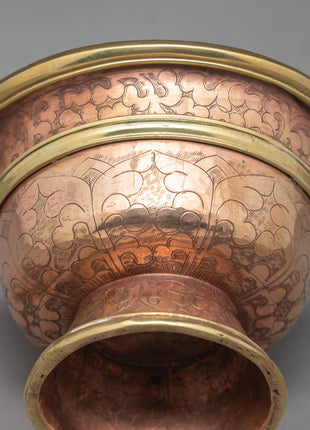1.9" Ritual Offering Bowls | Handcarved Tibetan Yonchap