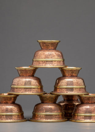 1.9" Ritual Offering Bowls | Handcarved Tibetan Yonchap