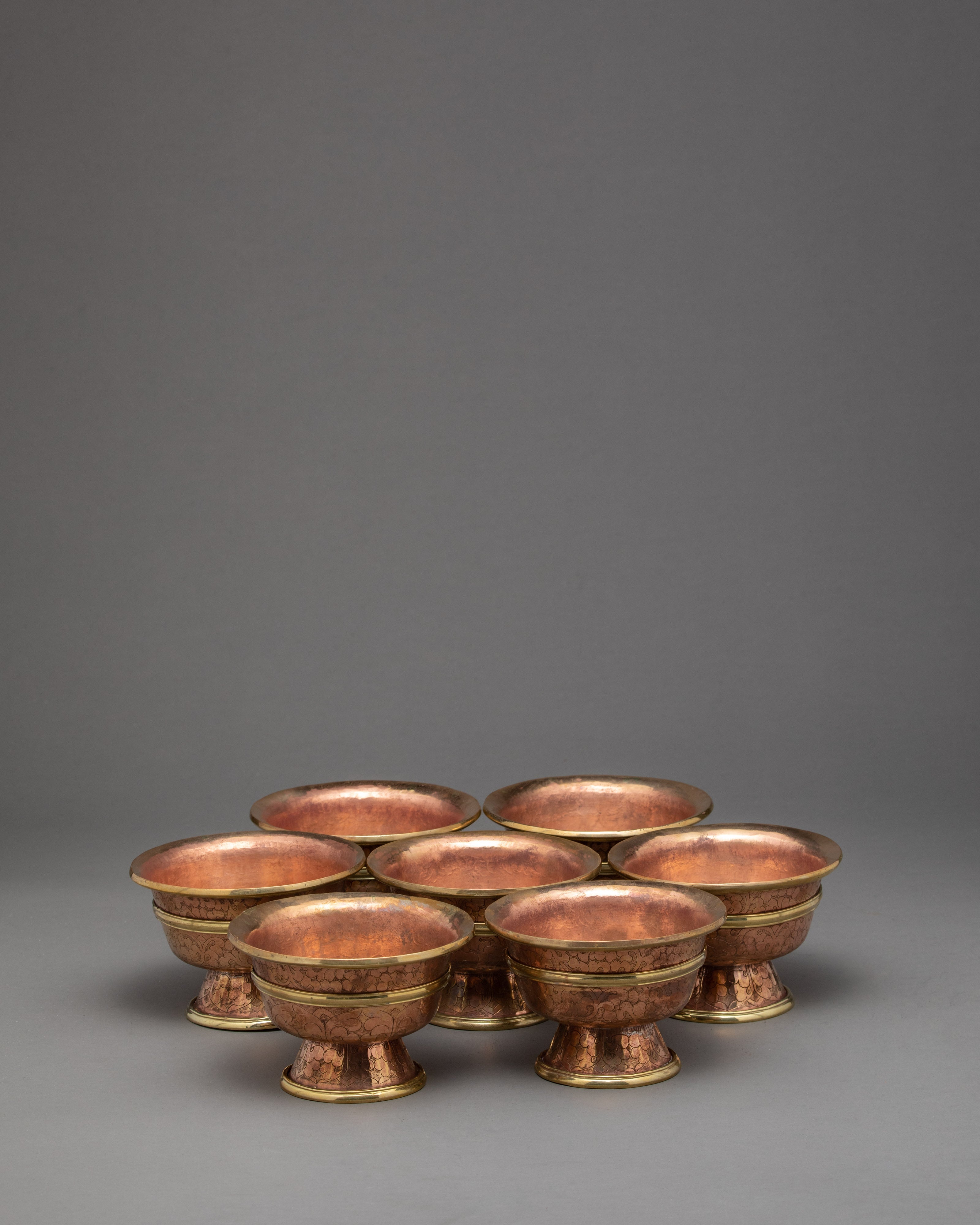 1.9" Ritual Offering Bowls | Handcarved Tibetan Yonchap