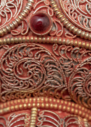 Water Purification Bowl | Copper Handmade Filigree with Semi-precious Stone Inlays | Ritual Item
