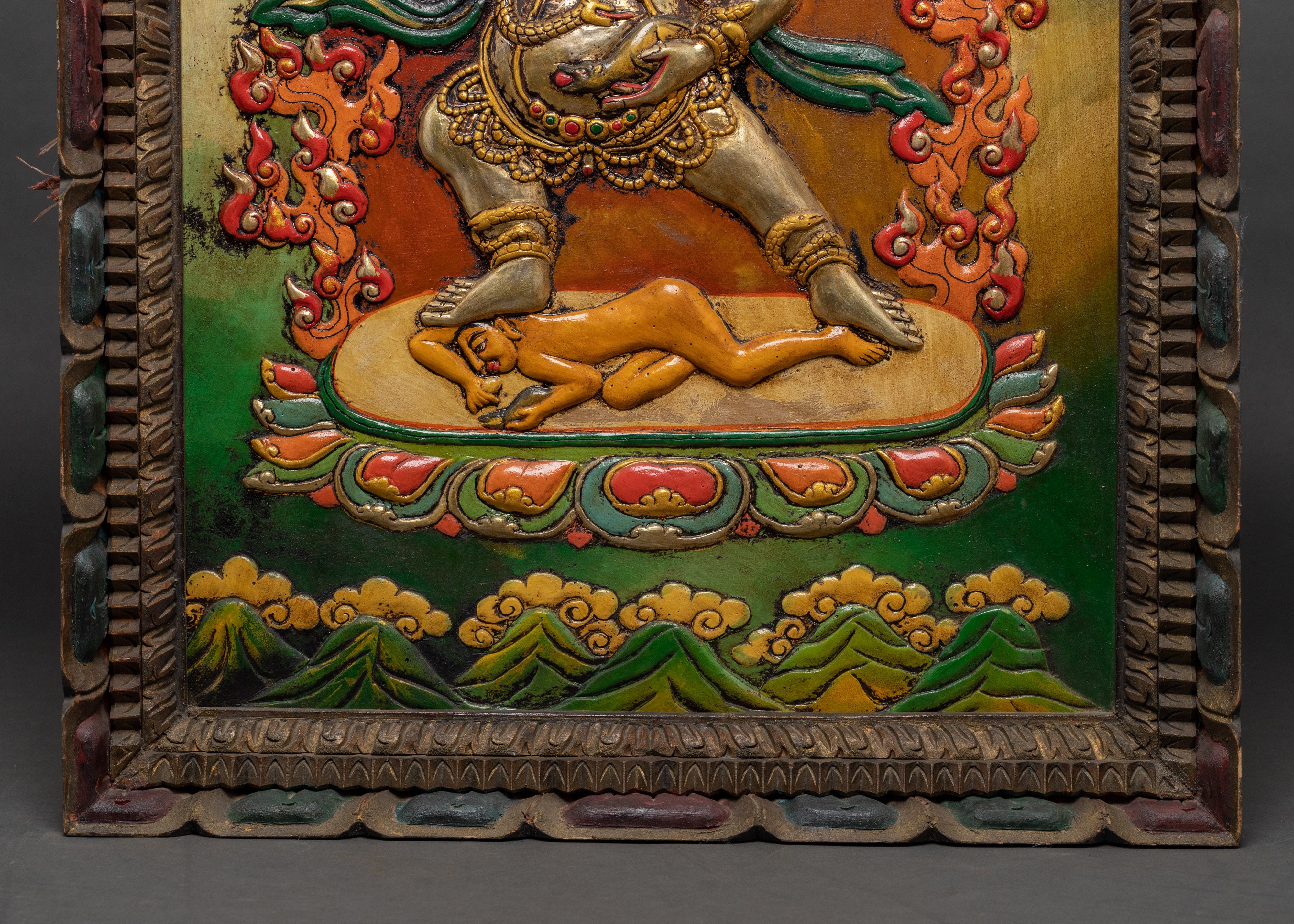 Metal Dzambhala Thanka | Wealth Deity | Wall Decors