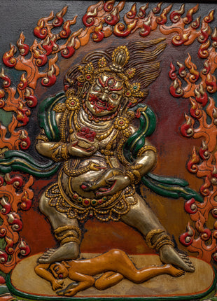 Metal Dzambhala Thanka | Wealth Deity | Wall Decors