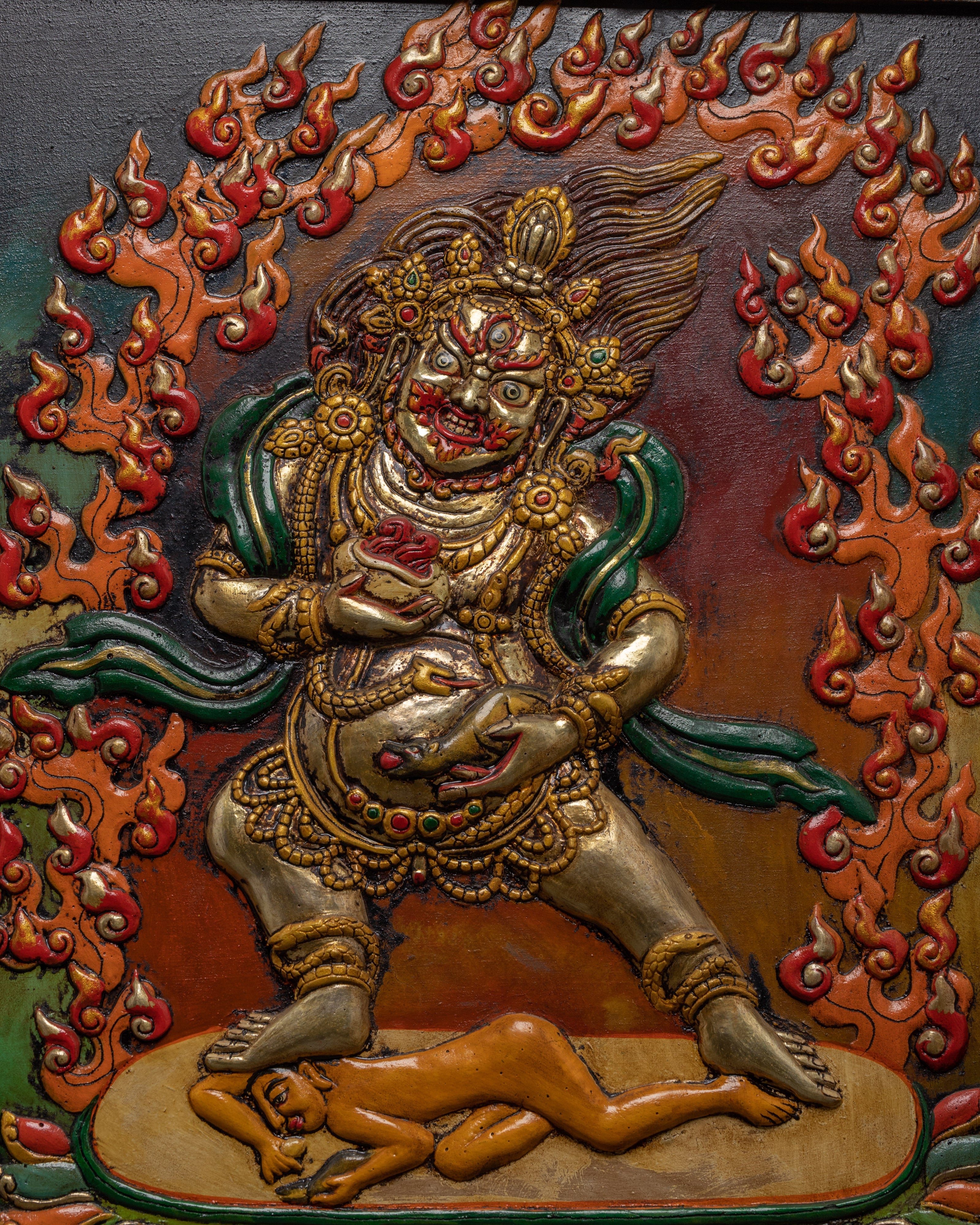 Metal Dzambhala Thanka | Wealth Deity | Wall Decors