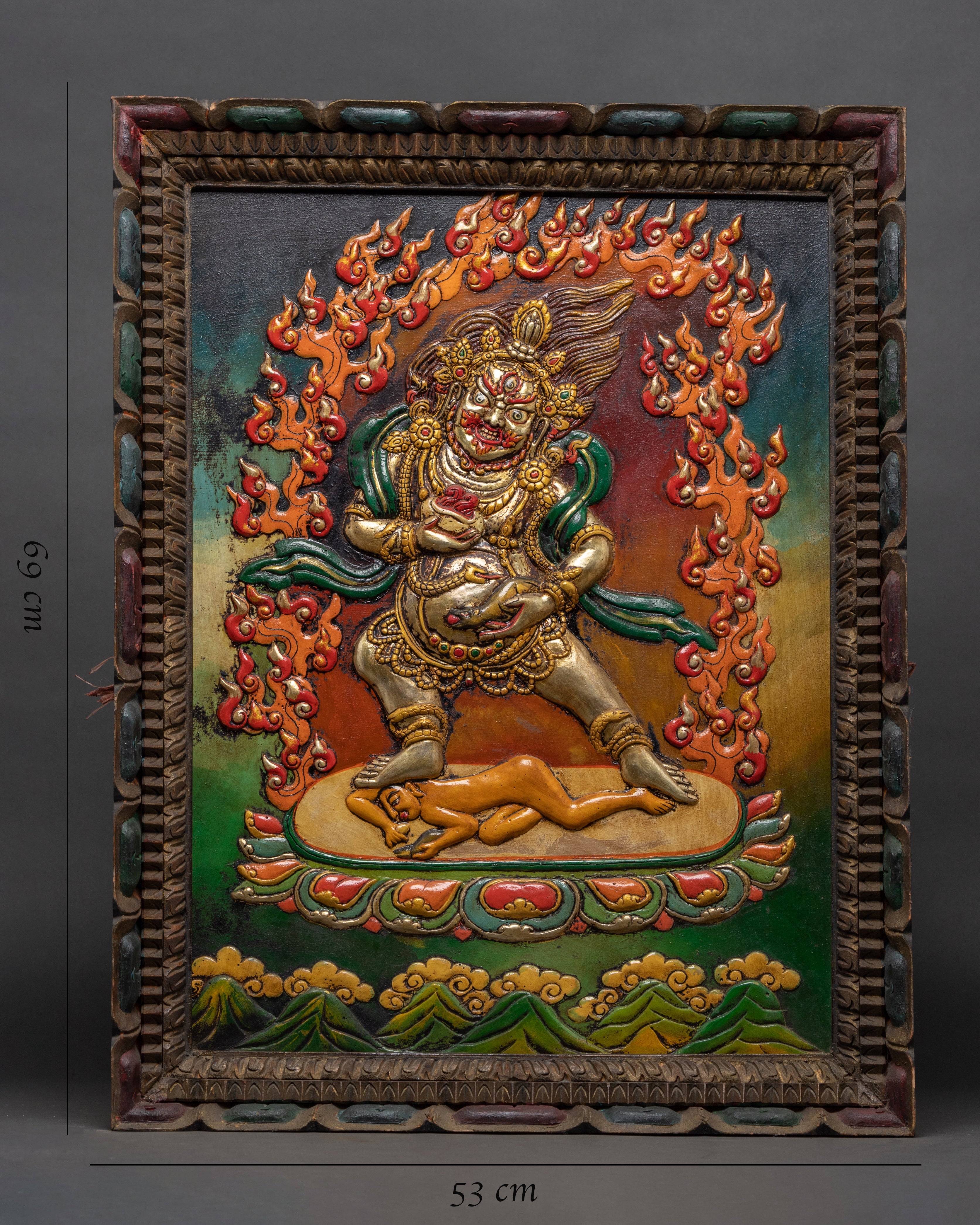 Metal Dzambhala Thanka | Wealth Deity | Wall Decors