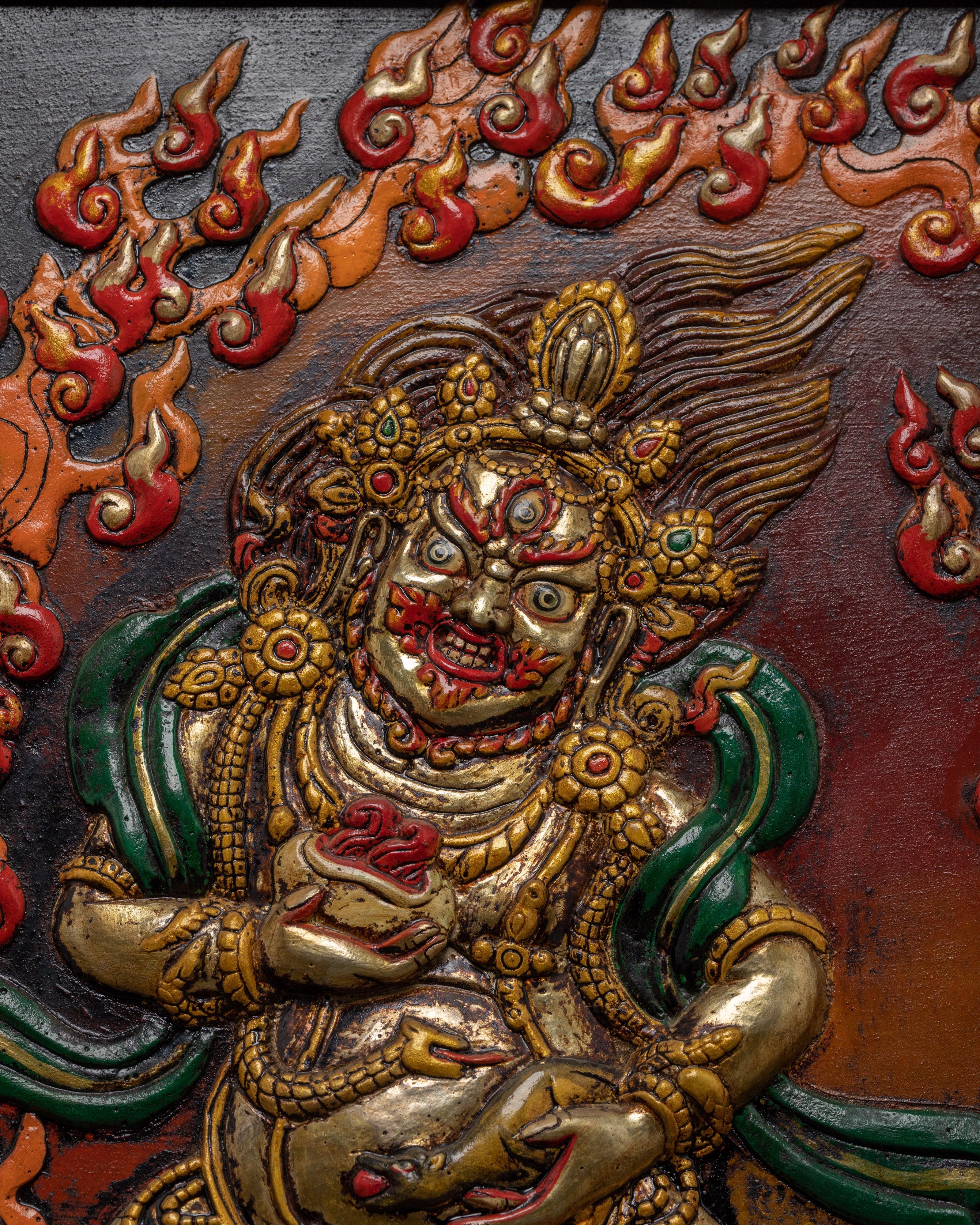 Metal Dzambhala Thanka | Wealth Deity | Wall Decors