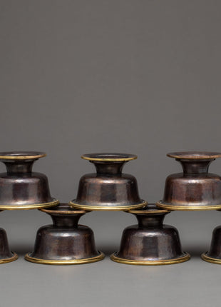 Copper Bowls Oxidized with Antique Finish | Seven Offering Bowls | Ritual Objects