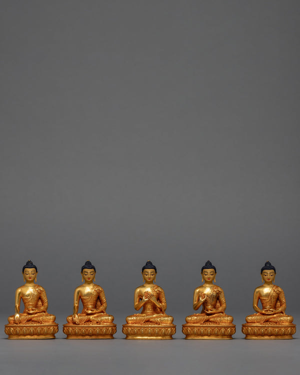 The Five Dhyani Buddhas | Machine Carved Miniature Statue Set
