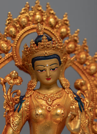 Mini Green Tara Sculpture | Buddhist Deity