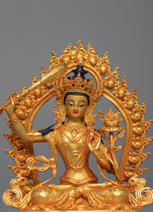 Mini Manjushri Sculpture | Bodhisattva Wisdom Deity