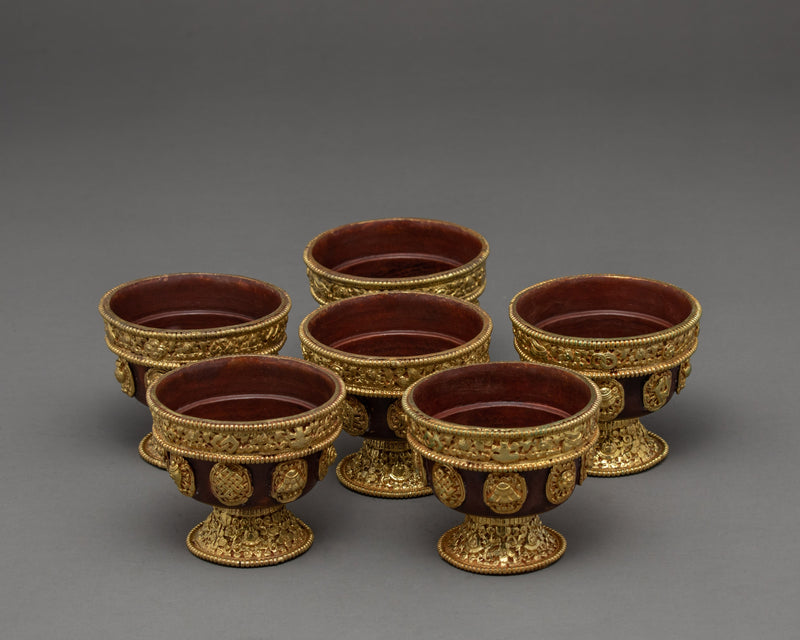 Ting Water Bowl | Set Of Seven Offering Cups | Buddhist Decorations
