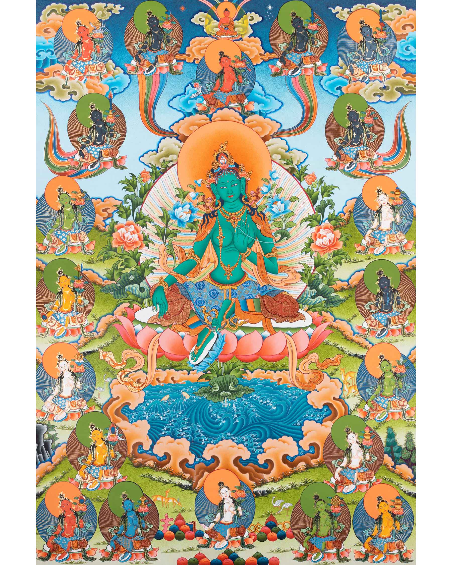 21 Tara Thangka | Religious Buddhist Handpainted Art | Wall Hanging De