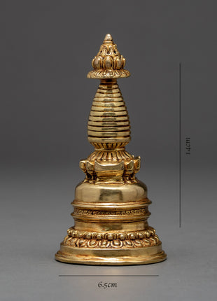 Handmade Gold Plated Chorten | Handcrafted Ritual Item