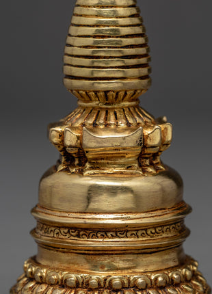 Handmade Gold Plated Chorten | Handcrafted Ritual Item