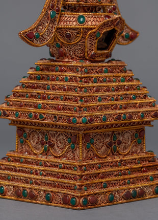 24K Gold Plated Buddhist Stupa | Himalayan Art