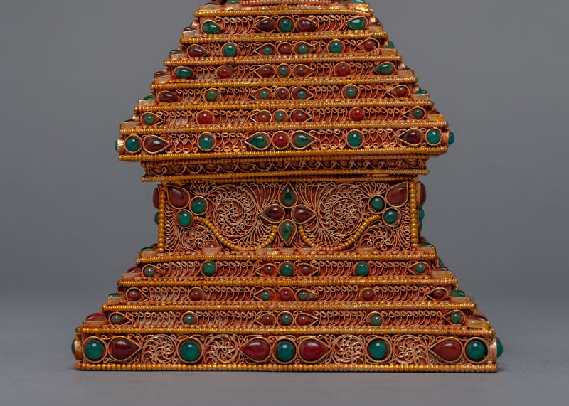 24K Gold Plated Buddhist Stupa | Himalayan Art