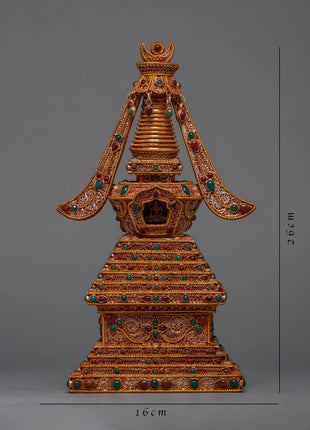 24K Gold Plated Buddhist Stupa | Himalayan Art