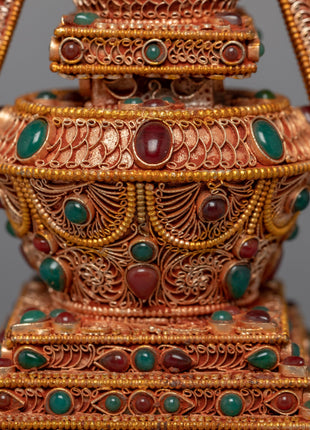 24K Gold Plated Buddhist Stupa | Himalayan Art