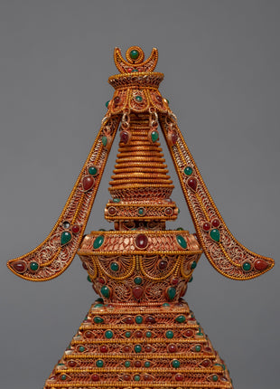 24K Gold Plated Buddhist Stupa | Himalayan Art