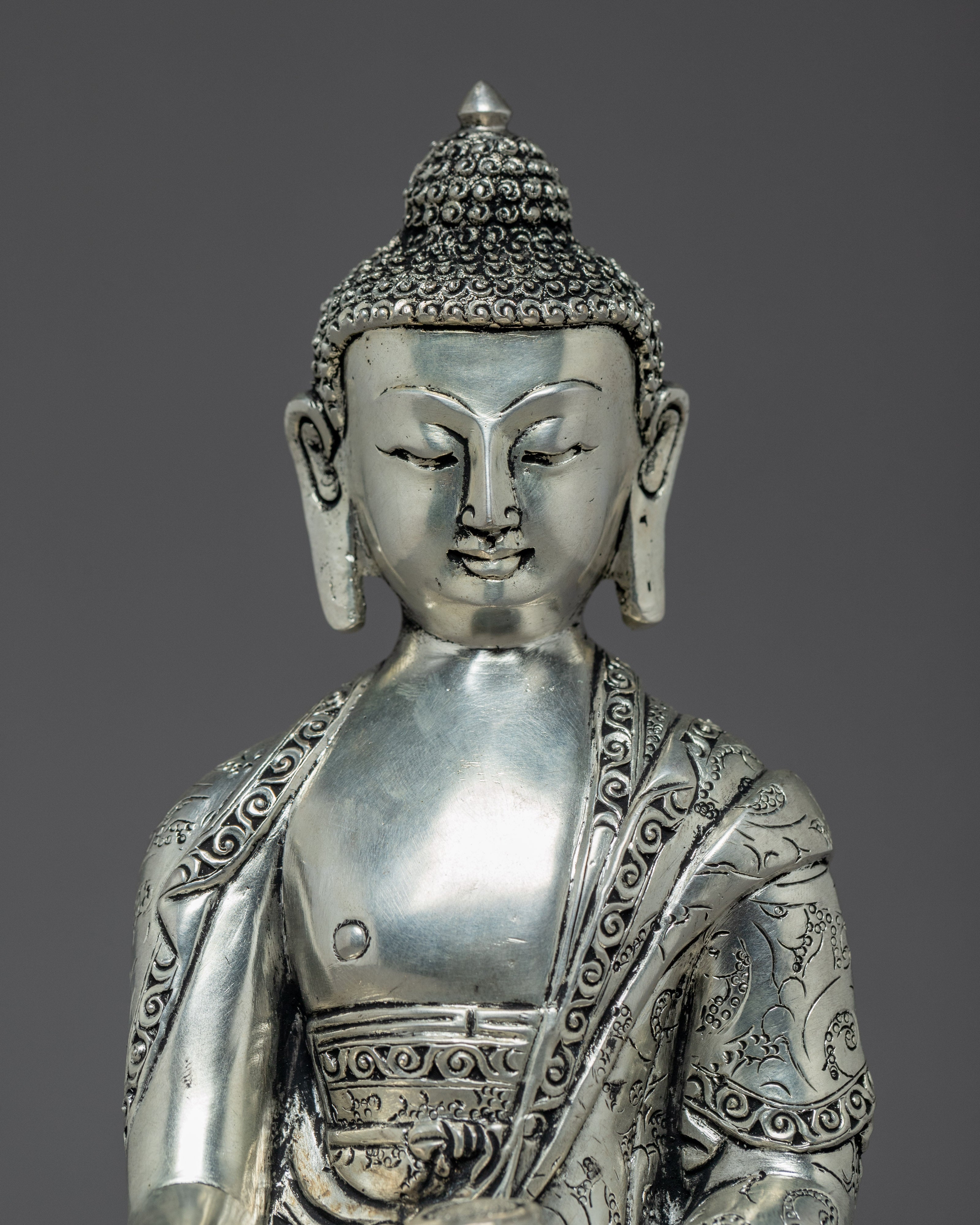 Shakyamuni Buddha Sculpture | Silver Plating