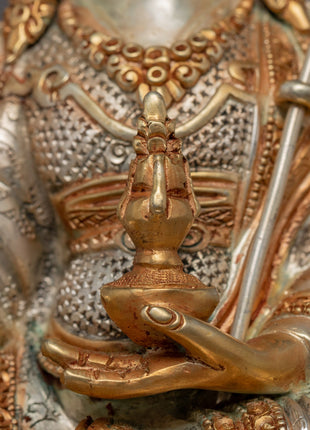 Seated Padmasambhava Guru Rinpoche Statue | Gold Gilded Himalayan Buddhist Art