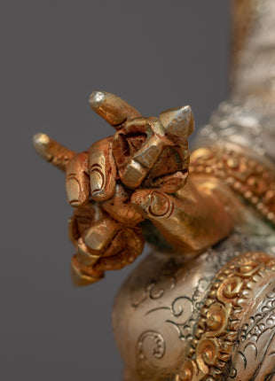 Seated Padmasambhava Guru Rinpoche Statue | Gold Gilded Himalayan Buddhist Art