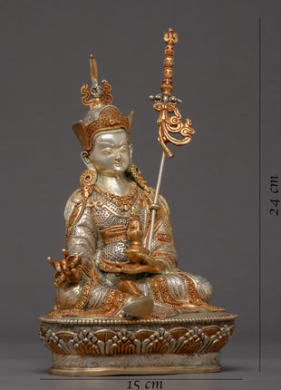 Seated Padmasambhava Guru Rinpoche Statue | Gold Gilded Himalayan Buddhist Art