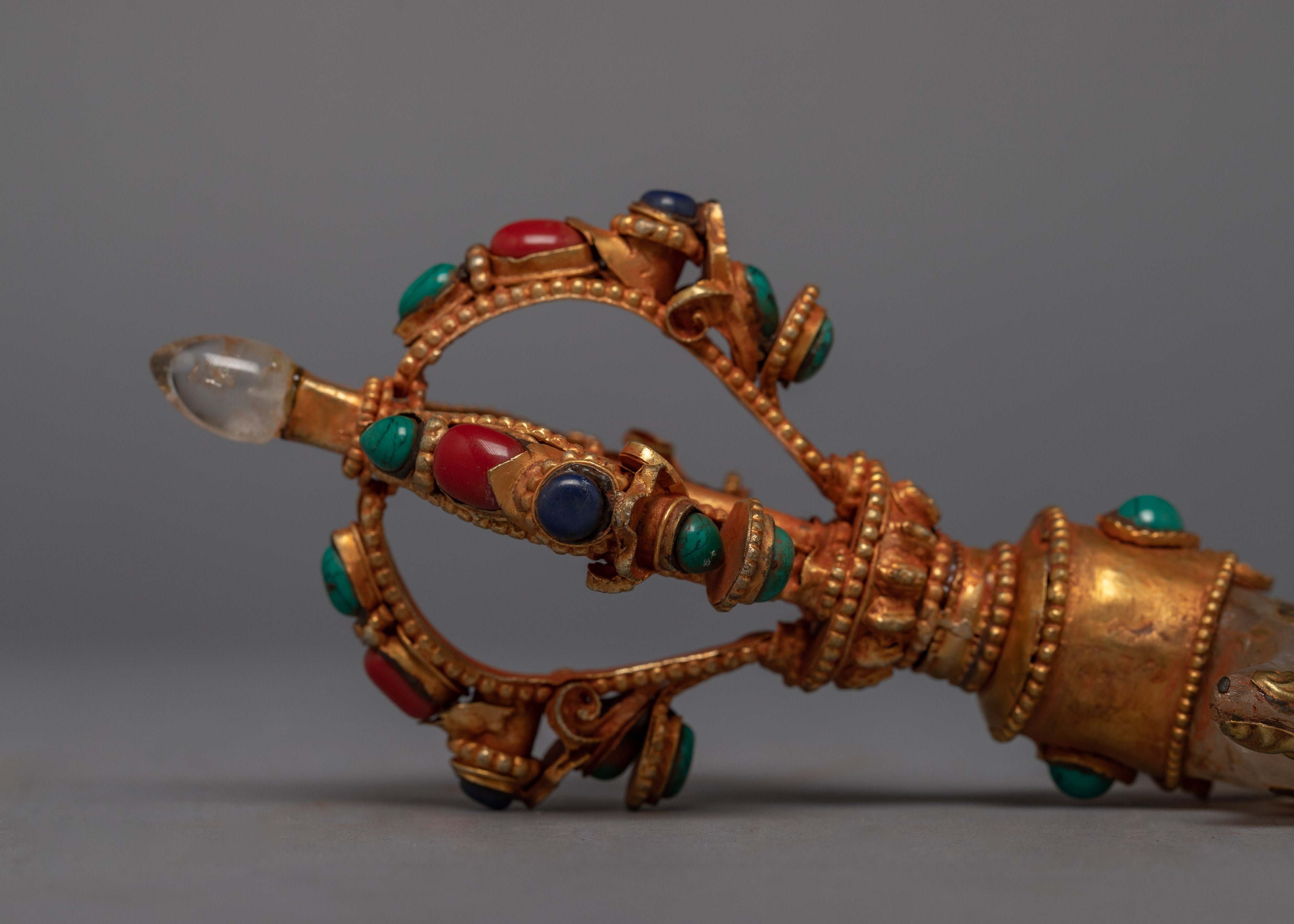 Ritual Flaying Knife | 24K Gold Plated Vajra with Kartika Knife | Ritual Objects