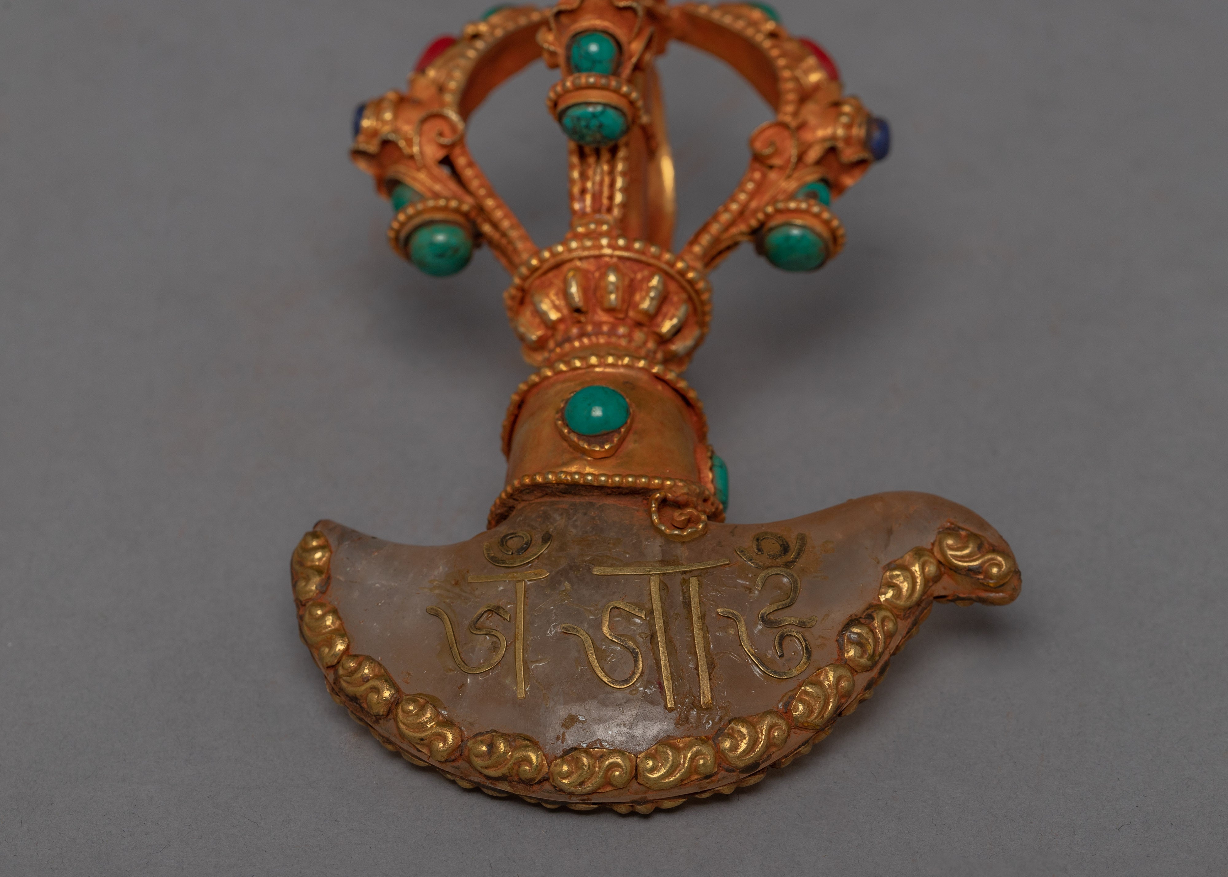 Ritual Flaying Knife | 24K Gold Plated Vajra with Kartika Knife | Ritual Objects