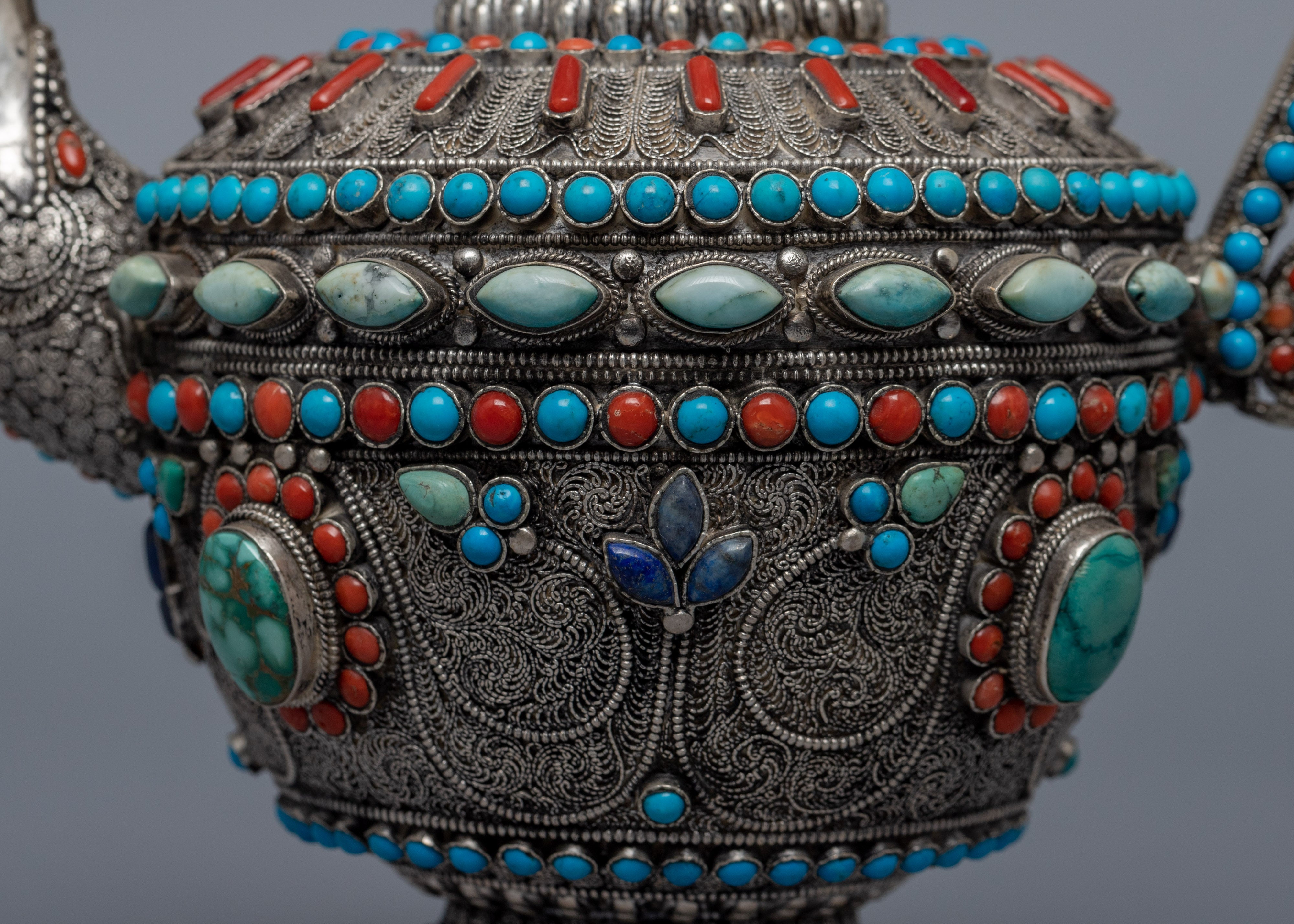 Big Tea Pot | Gemstones Embedded Buddhist Pot | Religious Home Decor