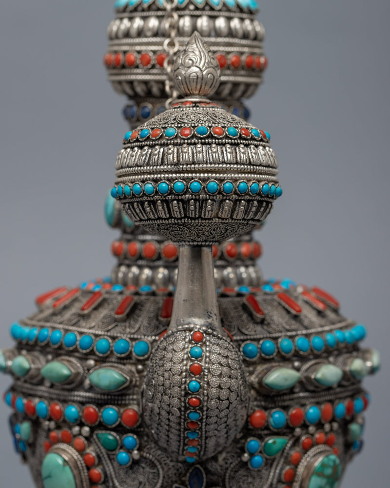 Big Tea Pot | Gemstones Embedded Buddhist Pot | Religious Home Decor