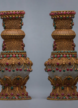 Decorative Flower Vase Set | 24K Gold Plated Vase