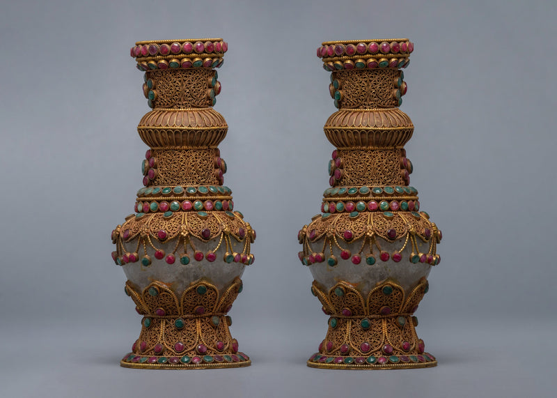 Decorative Flower Vase Set | 24K Gold Plated Vase