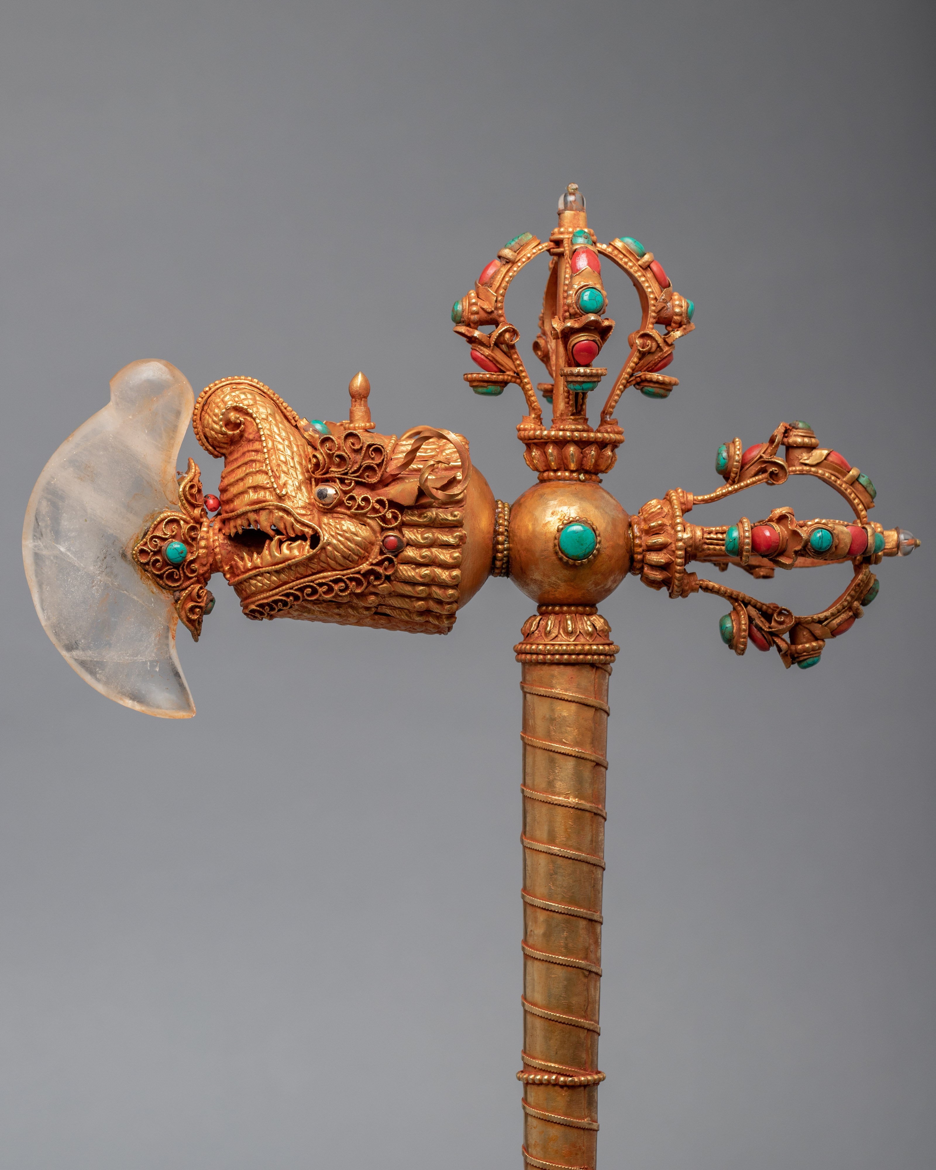 Tibetan Kartika Axe| 24K Gold Plated Ritual Object
