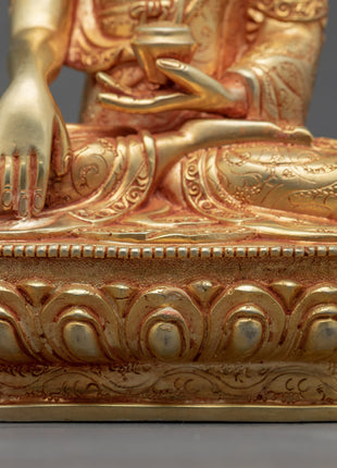 Seated Buddha Shakyamuni Statue | Gold-Gilded Buddhist Himalayan Art