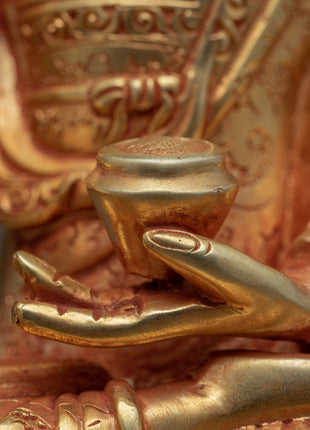Seated Buddha Shakyamuni Statue | Gold-Gilded Buddhist Himalayan Art