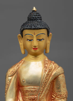 Seated Buddha Shakyamuni Statue | Gold-Gilded Buddhist Himalayan Art