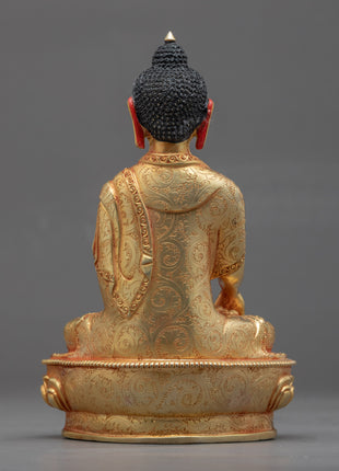 Seated Buddha Shakyamuni Statue | Gold-Gilded Buddhist Himalayan Art