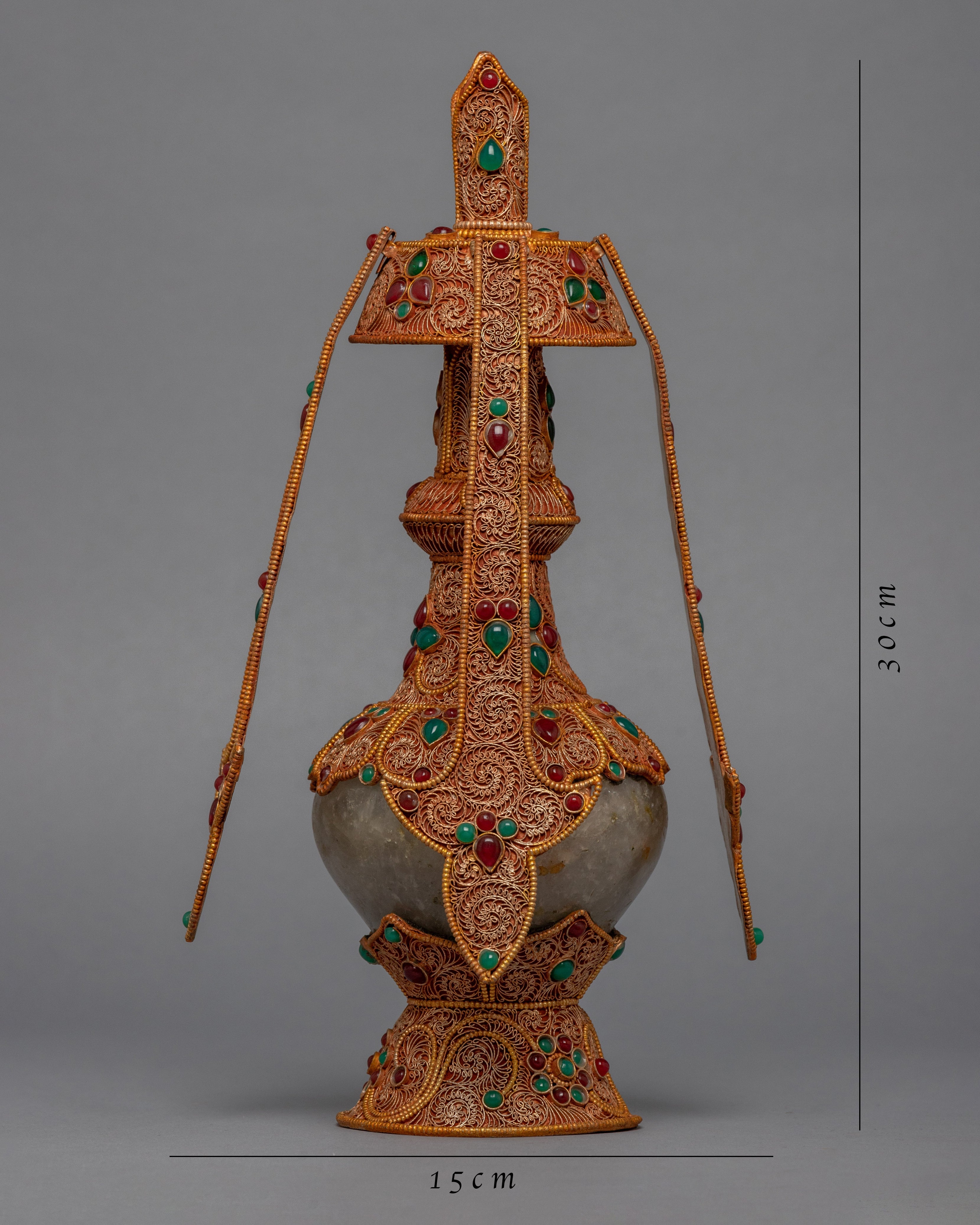 Gold Plated Buddhist Bhumba | Traditional Tibetan Artwork
