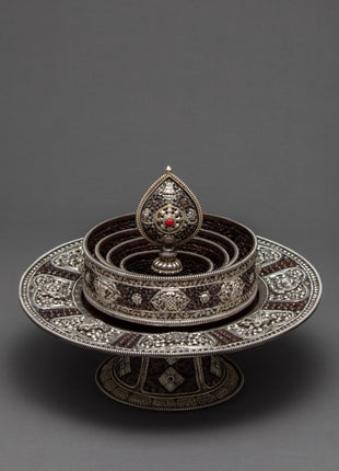 Copper Mandala Set | Silver Plated | Tibetan Treasures