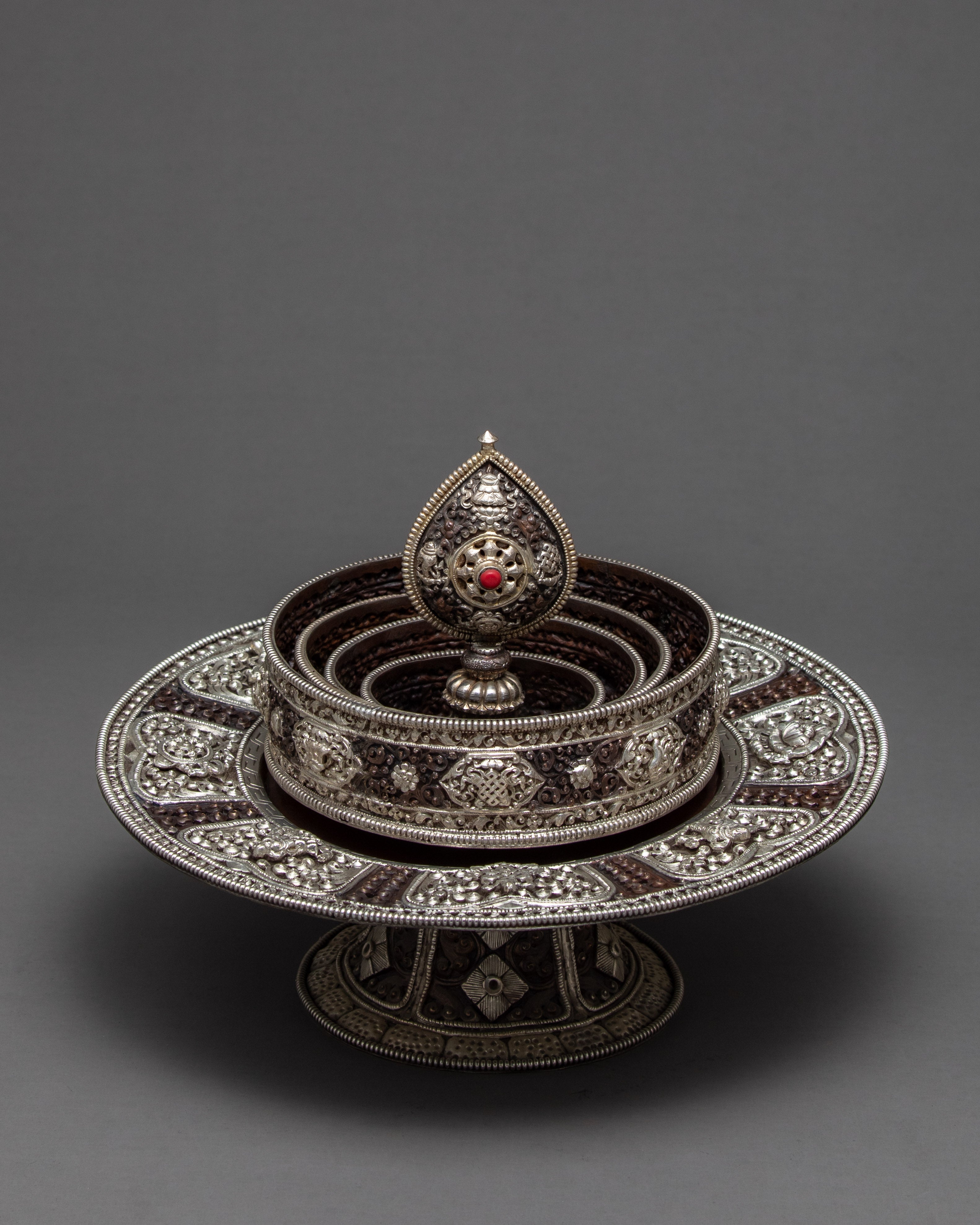 Copper Mandala Set | Silver Plated | Tibetan Treasures