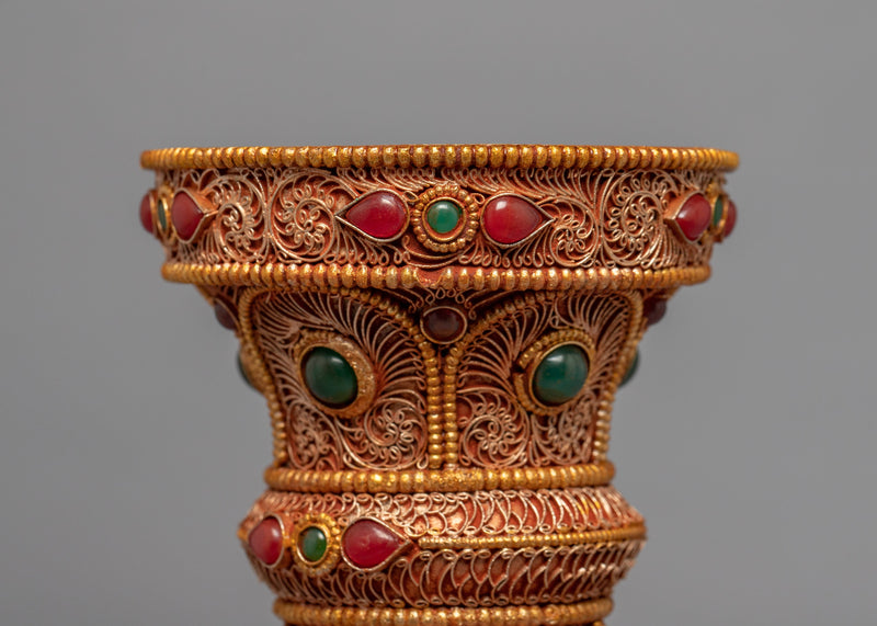 Buddhist Flower Vase Set | 24k Gold Plated